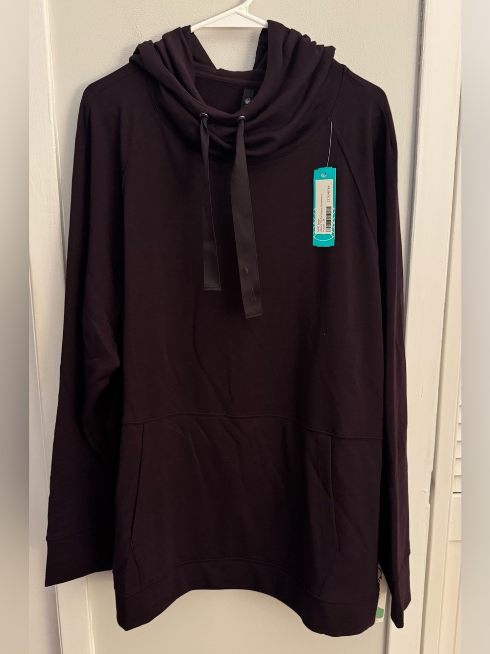 MPG Sport Alanna 2X Purple Tencel Cowl Neck Hoodie Pullover